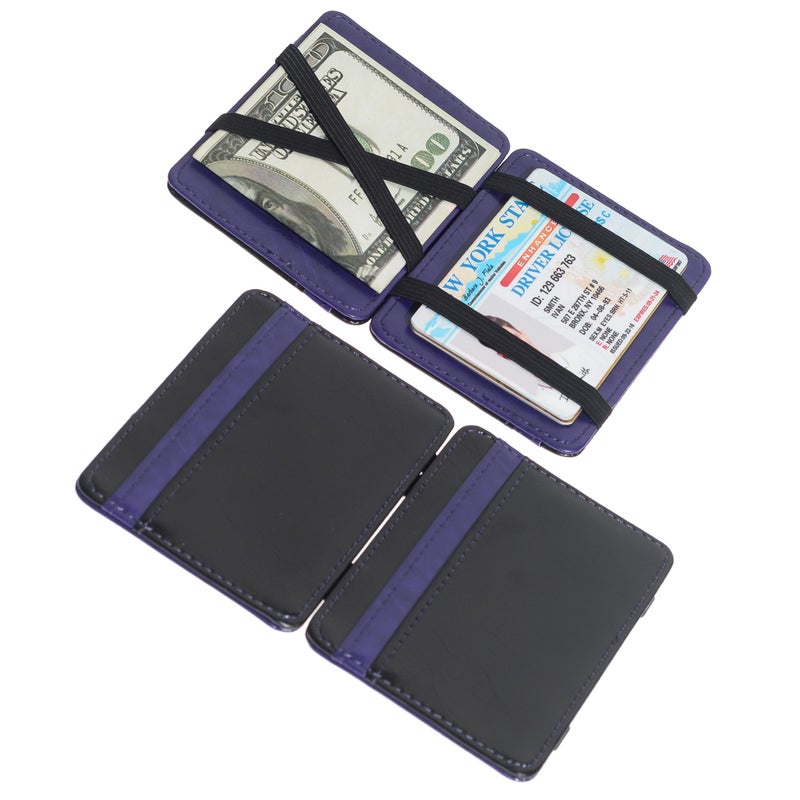 CKLT Men's Fashion Magic Money Clip Leather Minimalistic Slim Wallet Purple - Image 4